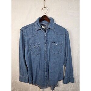 Vintage Wrangler Men's Large Pearl Snap‎ Denim Shirt